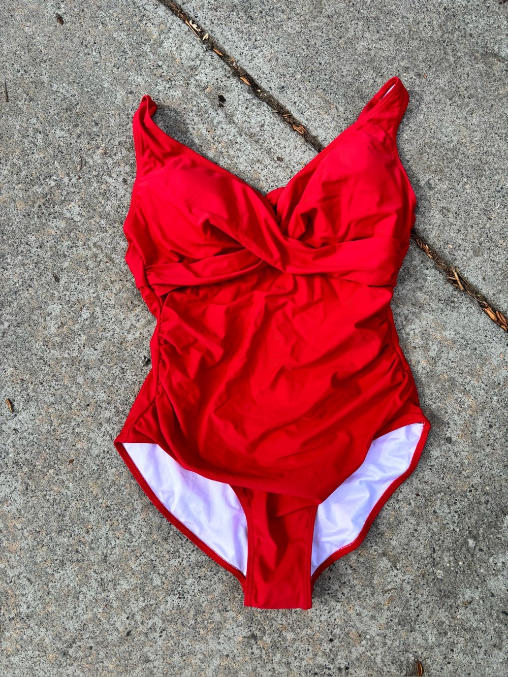 Eomenie Women's Red  Push Up Wrap Front Swimsuit One Piece Tummy Control Large
